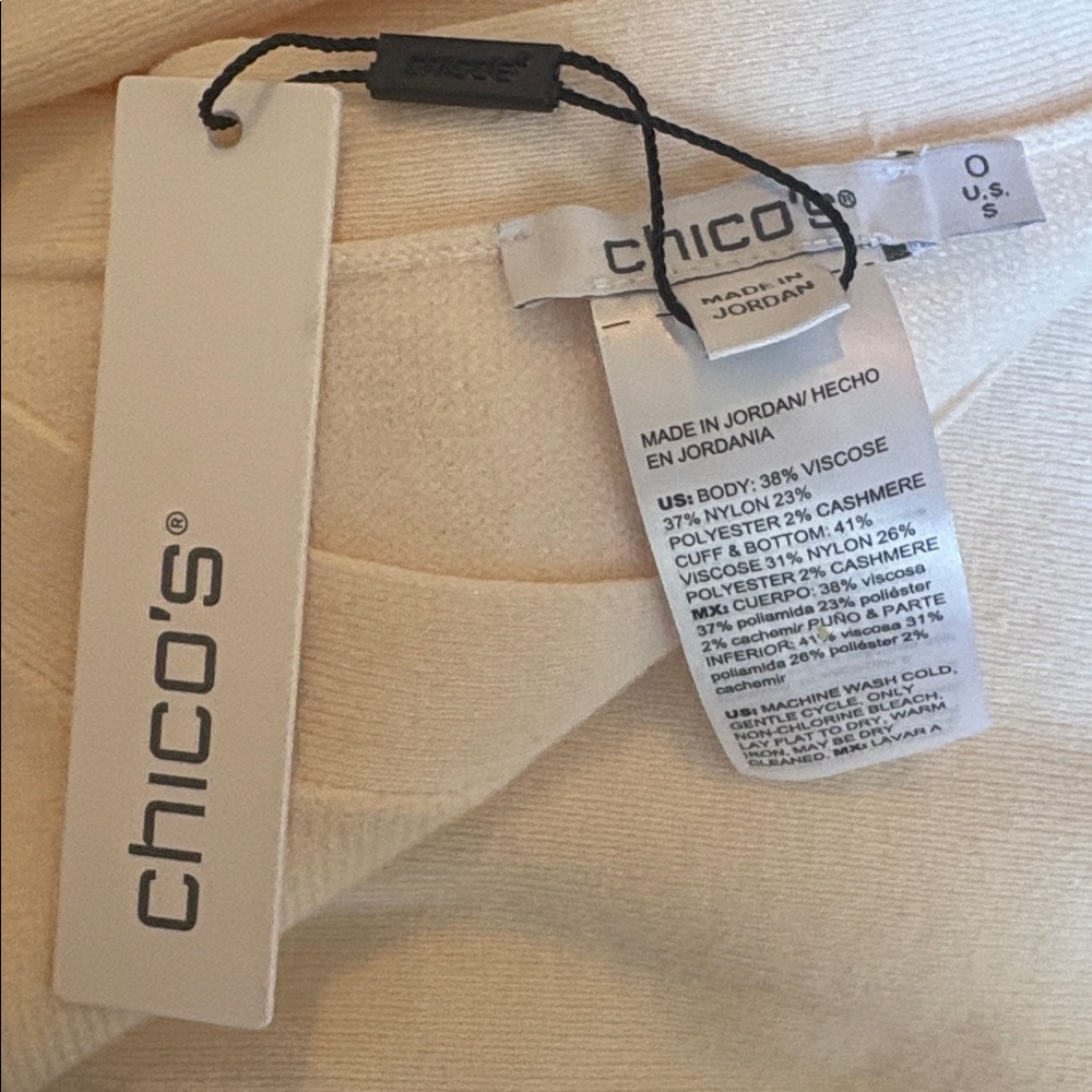 Chicos pullover button side sweater in cream NWT - image 5